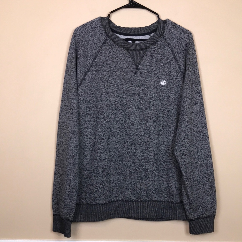 Element Men’s Gray Logo Embroidered Fleece Lined Skater Crew Neck Sweatshirt